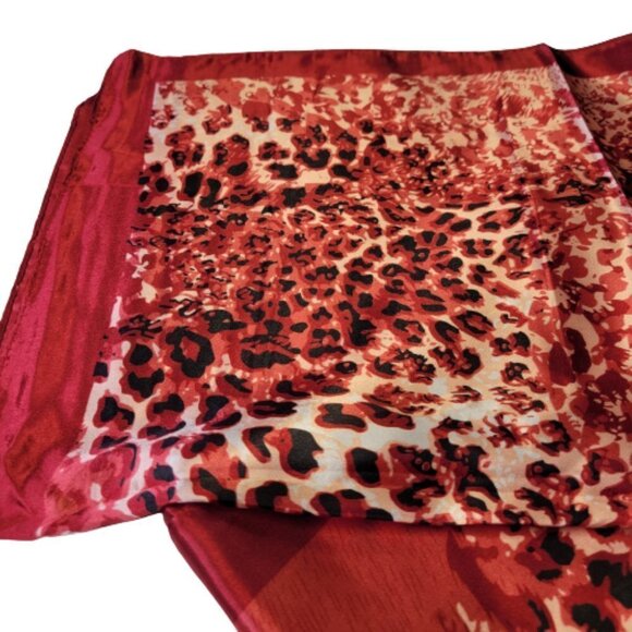 NEW Maroon Red Animal Print Long Rectangular Scarf - Picture 3 of 7